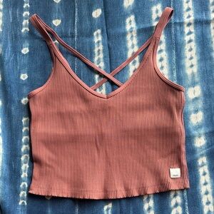Vuori Rib Crop Tank Top Rosewood